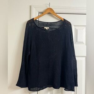 Eileen Fisher Navy Thin Sweater Top Blouse Large